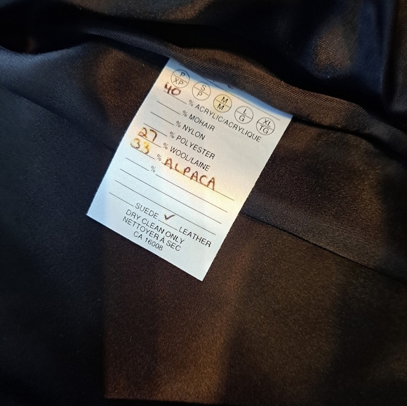 Vintage Liliane G. Hayes Trim Leather Wool Alpaca Women's Coat Handwoven Jinx - Picture 10 of 15